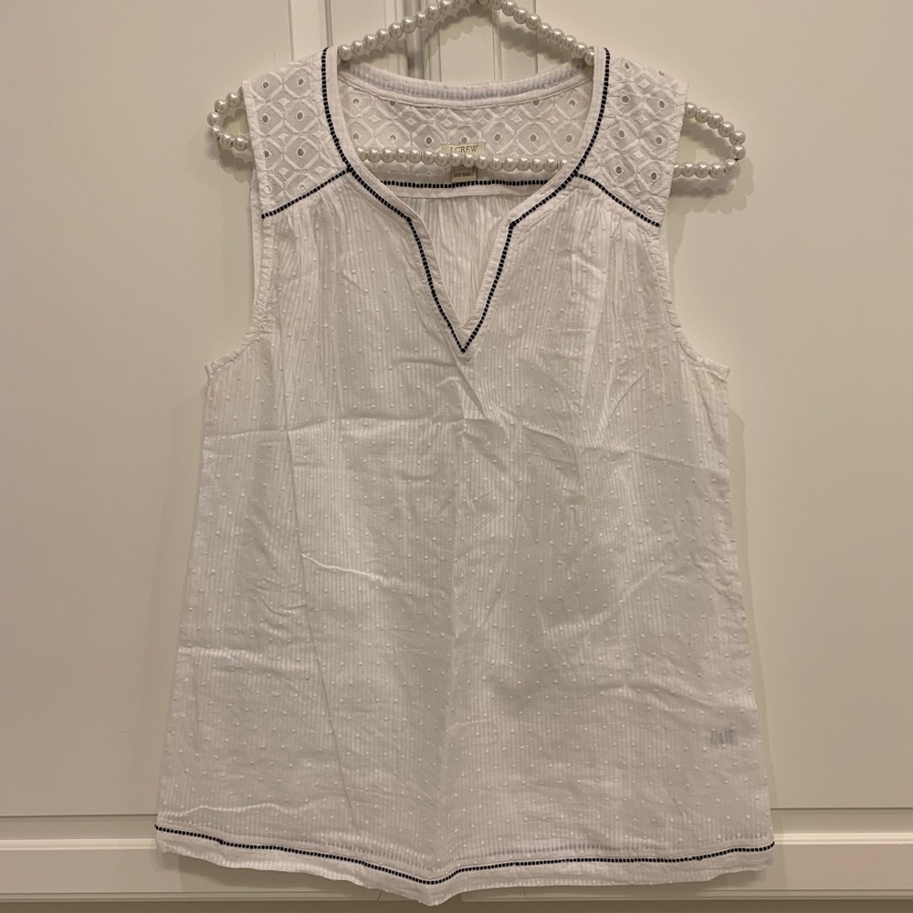 J. Crew seersucker & lace white tank top 2